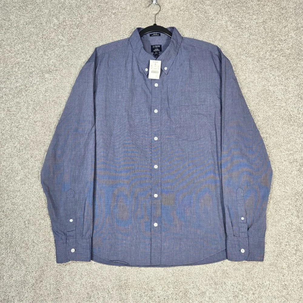 J. Crew shirt Slim Untucked Flex Oxford mens XL Blue long sleeve J Crew NEW - Picture 1 of 8